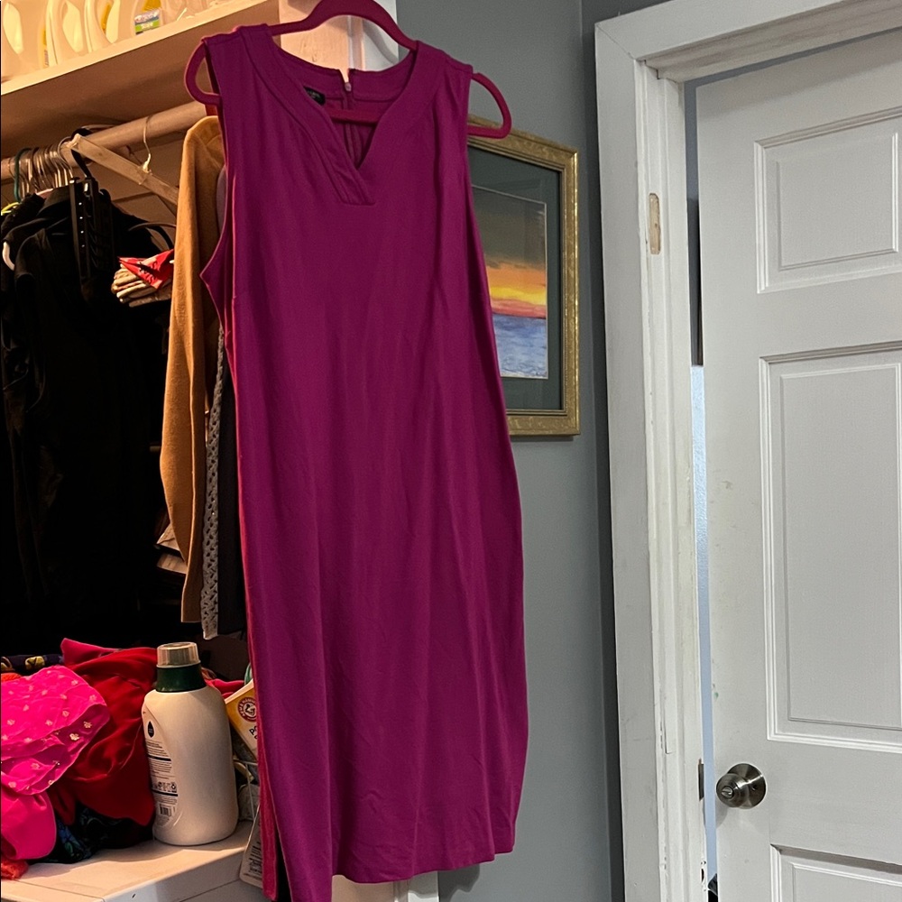 Talbots Sleeveless Pink Midi Shift Dress